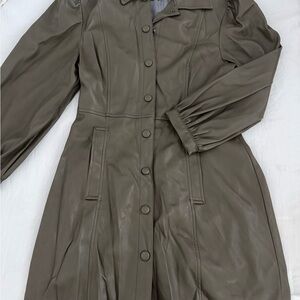 Topshop Olive Leather Jacket